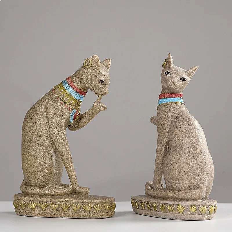 Resin Sandstone Egyptian Cat Ornament Creative Animal Home Decor Gift
