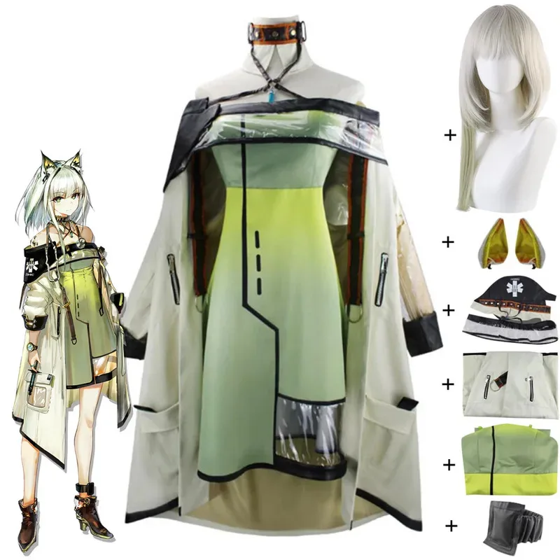 

Anime Game Arknights Terra Rhodes Island Kal'tsit KALTSIT M3 AMa-10 Cosplay Costume Halloween Clothes for Sexy Woman Suit Wig