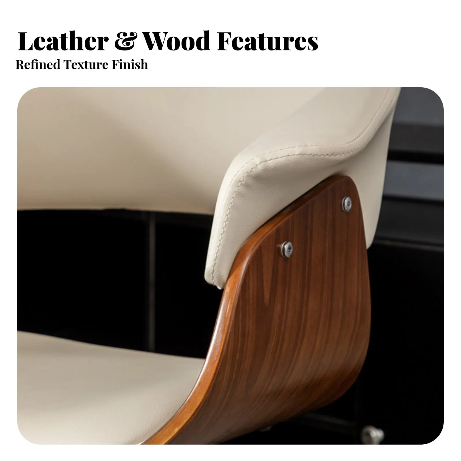 Cadeira de estudo de madeira com rodas, design minimalista e giratório, encosto ergonômico para trabalhadores em casa, dormitórios.