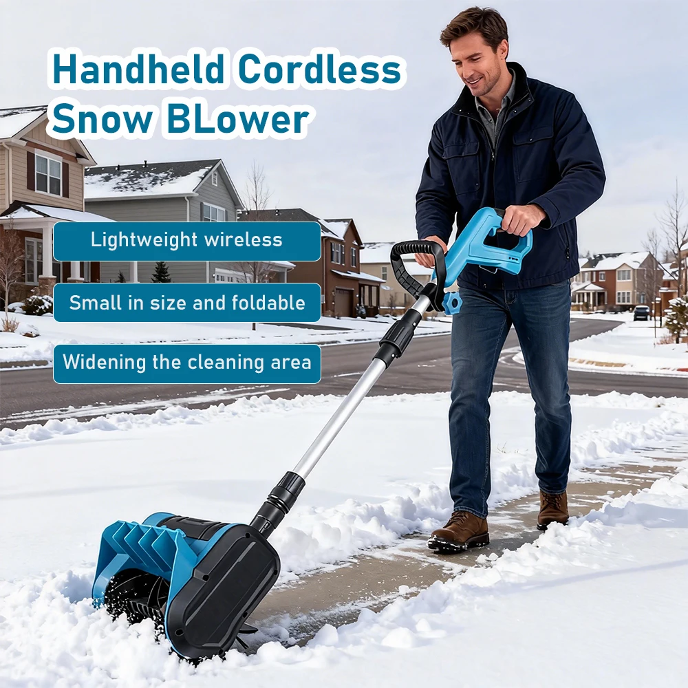 21V Electric Snow Blower Cordless Battery Powered Snow Shovel Snow Thrower for Driveway Sidewalk Snow Removal Tool