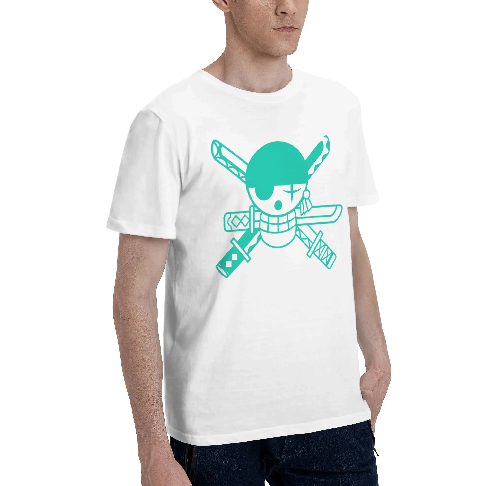 Roronoa Zoro One Piece Jolly  Men T Shirt One Piece Casual Tees Short Sleeve Crewneck 100% Cotton Graphic Printed Tops T-Shirt