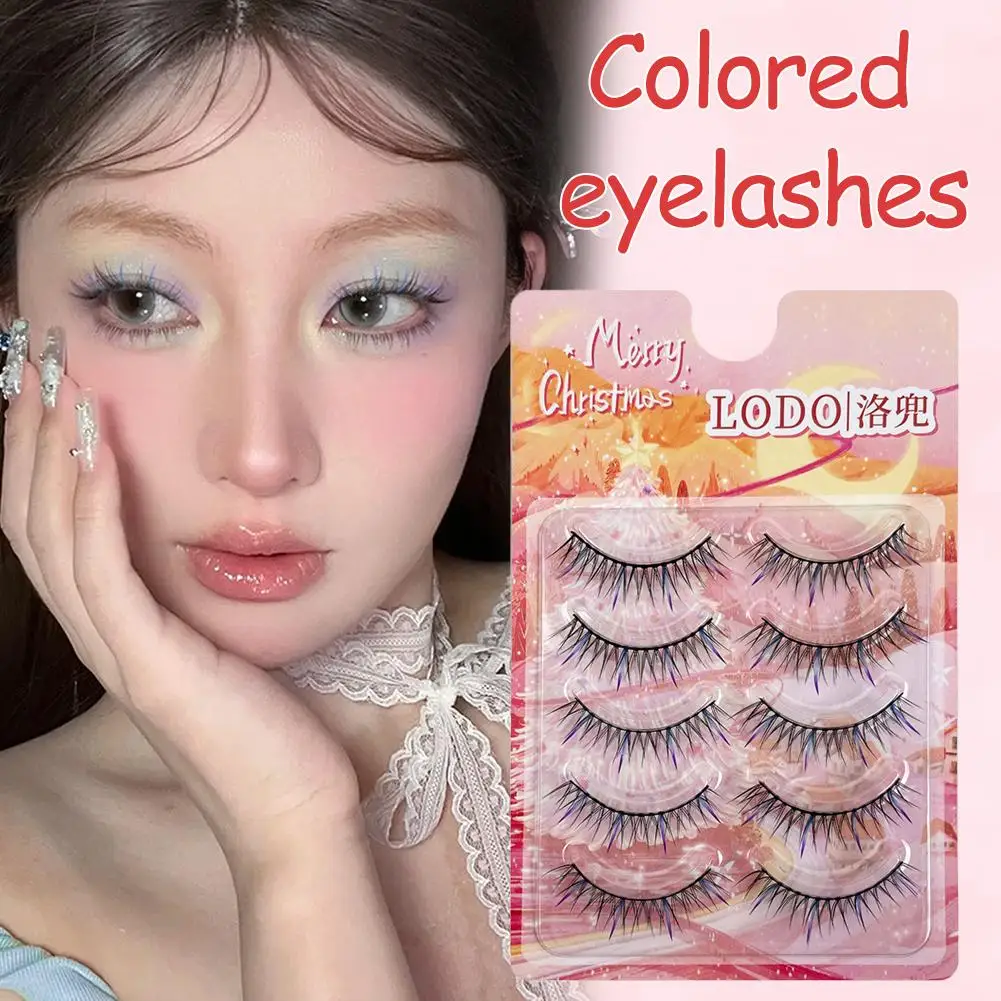 Estilo coreano cílios coloridos aparência natural tira completa hastes auto-adesivo festival maquiagem música extensão de cílios preto cl c1h4
