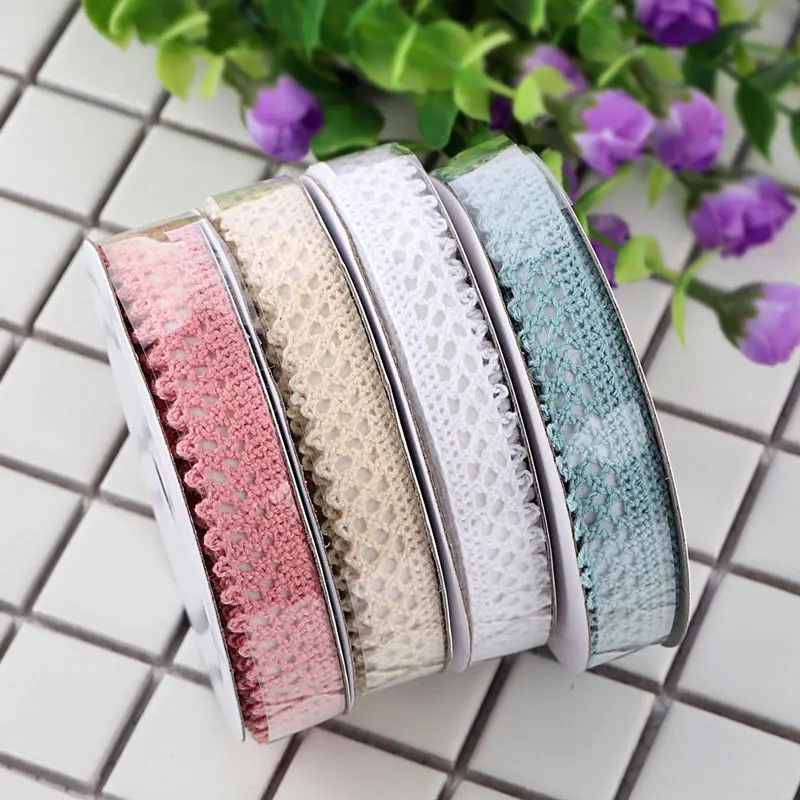 2 Yards Lace Self-adhesive Decoration Tape Sticker Cotton Double Sides Lace Roll Paper Scrapbooking Sticky 1.5CM DIY Sewing G124