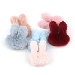 36Pcs 3.5*4cm Filler Plush furry Rabbit head shape Padded Appliques For Children's hair Clip patches Decor Ornament Accessories