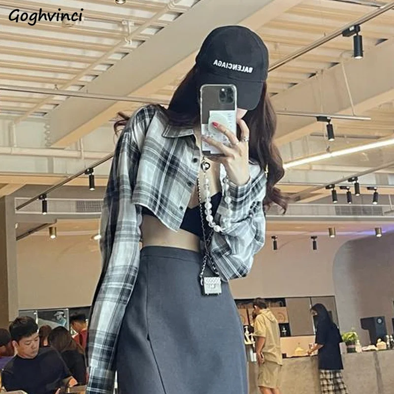 Shirts Women Popular Summer Thin Plaid Clothing Ins Street Wear Korean Style Young Ladies College All-match Hot Sale Simple Soft