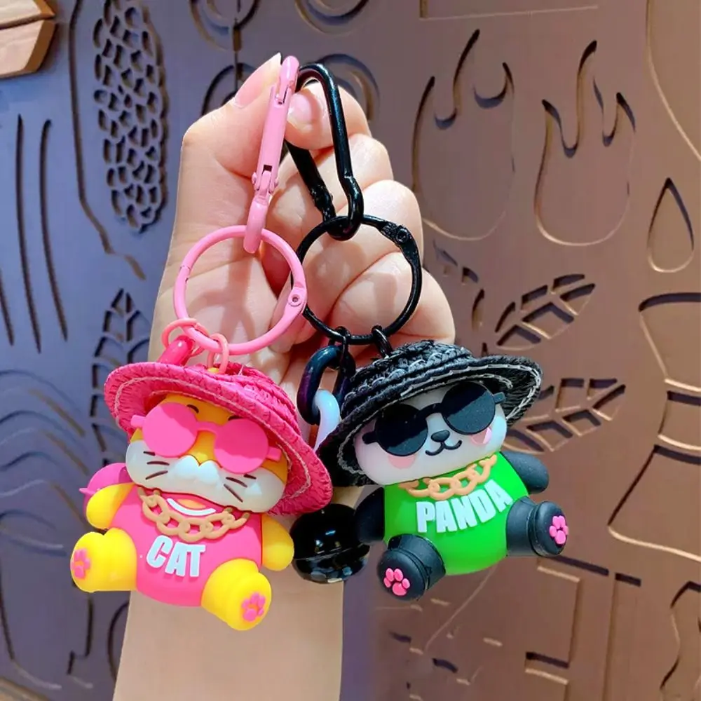 Cute Soft Straw Hat Doll Keychain Creative Fashion Animal Key Chain Portable Ornament Cartoon Bag Pendant Girls