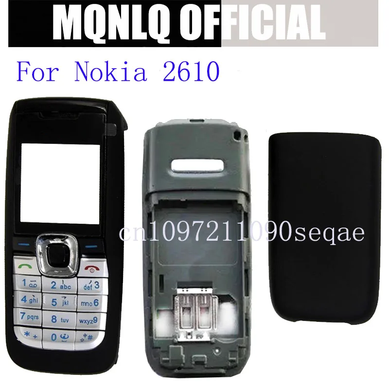 New Full Housing For Nokia 2610 Facing Front Frame with key board display glass+middle frame+back cover Battery Door