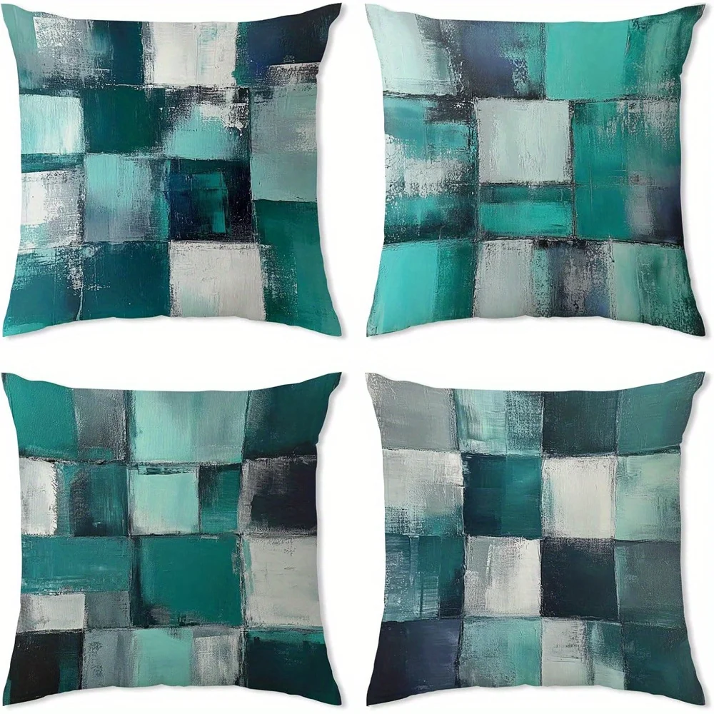 Home Decor Abstract Geometric Square Pattern Pillow Covers Pattern Cushion Cover Suitable for Sofa Bedroom Car Pillow Cover