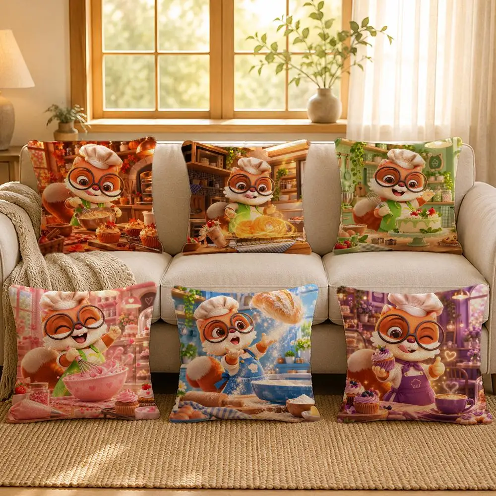 Food Three Squirrels Snack Cushion Cover Personalized Short Plush Soft Bedroom Sofa Home Decor Gift