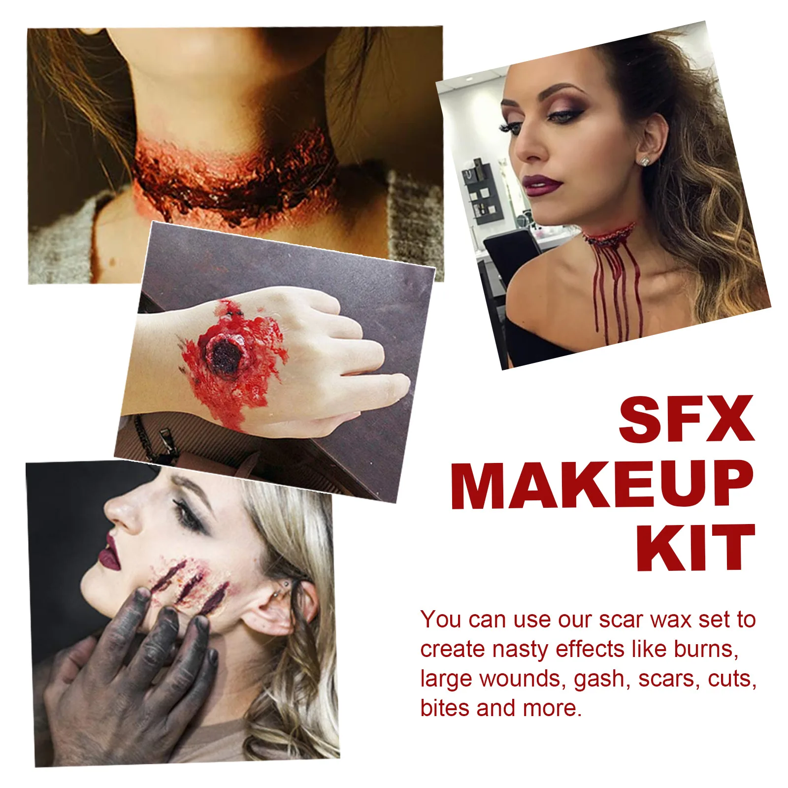 EELHOE SFX Makeup Kit Scars Wax Halloween Stage Fake Wound Skin Party Blood Scar Painting Halloween Special Effects Make Up Set