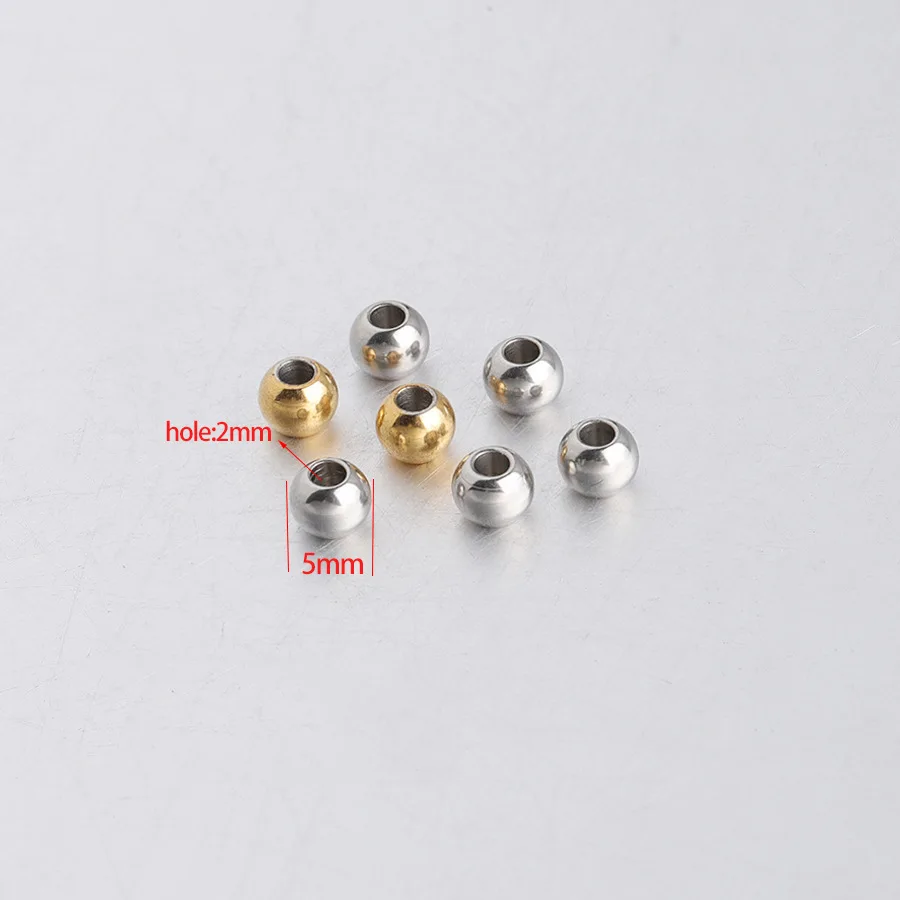 40pcs/lot 5*2mm Stainless Steel Loose Beads Bracelets Necklaces Charms Spacer Beads for DIY Jewelry Making Bulk Supplies