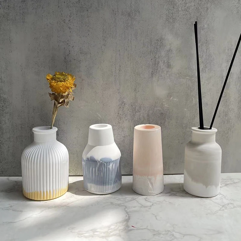 Home Crafts Planter Vases Silicone Molds for DIY Epoxy Plaster Concrete Flower Pot Injection Mould Gardening Decor Handmade Gift
