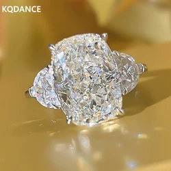 KQDANCE Real 925 Silver Elongated Cushion Cut 8Ct High Carbon Diamond Ring with Large 8*12mm Stone Women Sparkling Fine Jewelry