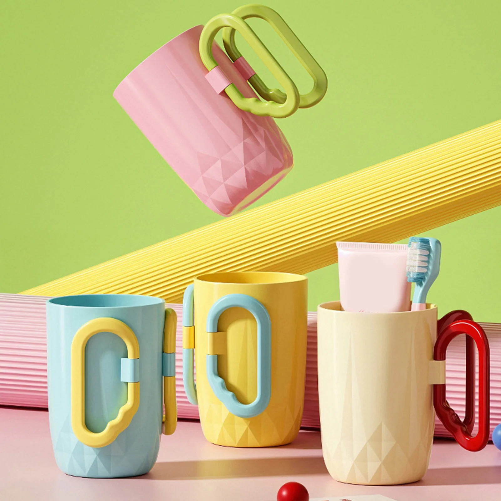 Toothbrush Cup INS Minimalist Colorful Tooth Cup Holder for Bathroom Dorm Kids Wash Basin Nordic Style Bathroom Tumblers
