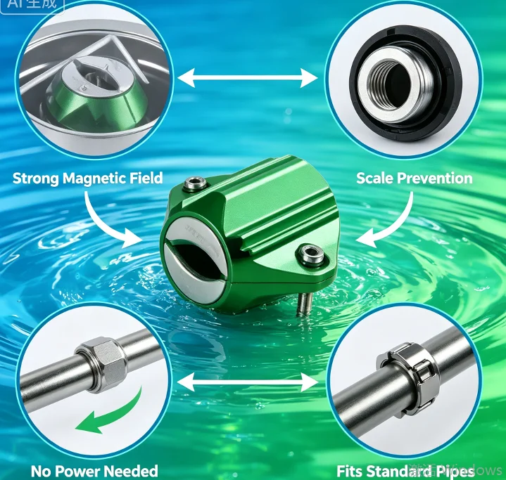 Anti‑Scale Rust Reduction Water Conditioner for Home Agricultural Hard Water Treatme，12800 Gauss Magnetic Water Softener,nt