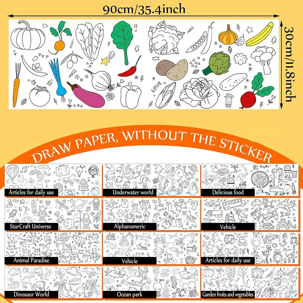 Rouleau de papier à dessin pour enfants, rouleau de papier à colorier pour enfants, peinture bricolage, remplissage de documents, 30x90cm