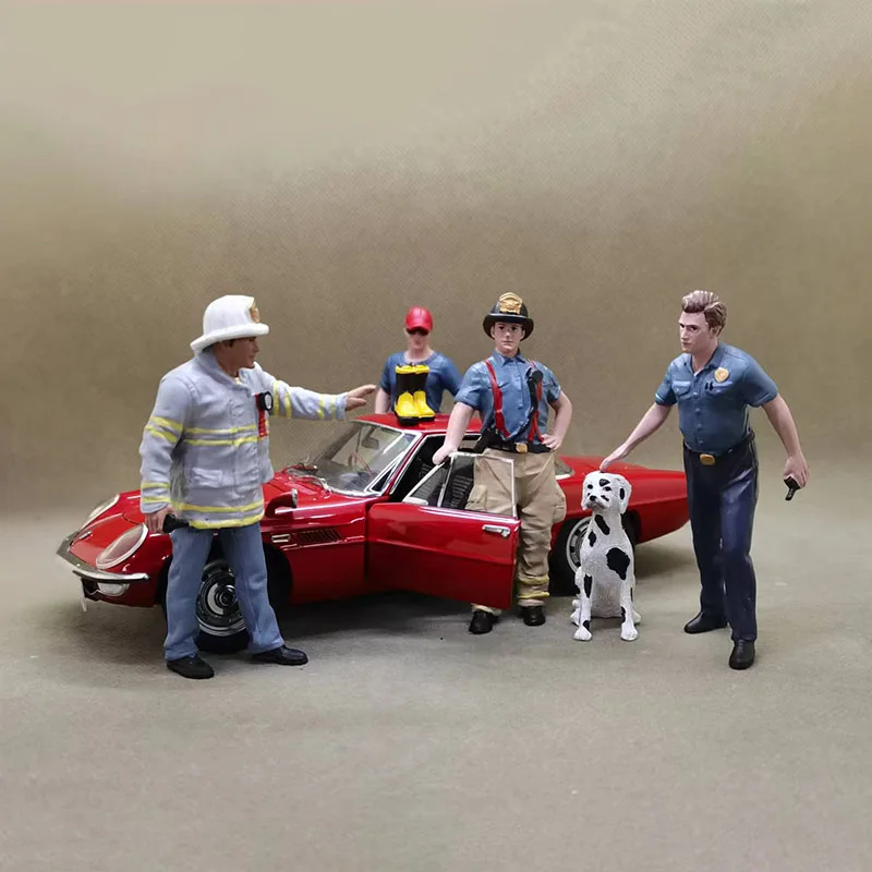 1/18 Scale Model Police Firemen Man Action Figure Scene Accessory Car Display Resin Dolls Toys Collection Gifts For Fans