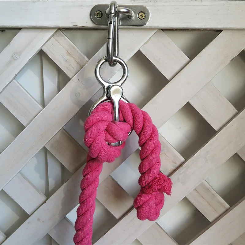 1 set di anelli per legare il cavallo in acciaio inossidabile, dispositivo per allenamento, sicurezza del cavallo, rilascio della corda incrociata, parti equestri, attrezzatura per l'allenamento del cavallo