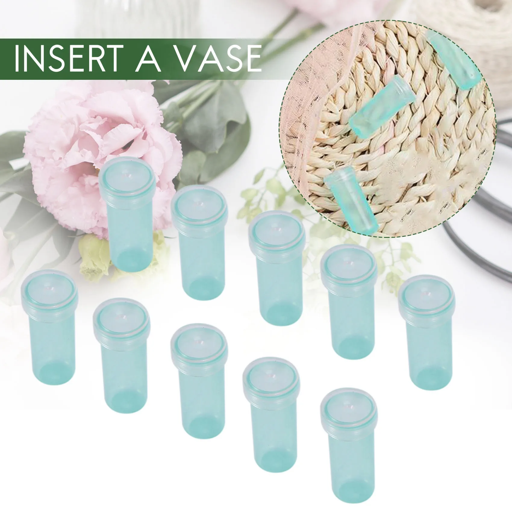 AC52-200Pcs Rose Floral Water Tubes Plastic Flower Nutrient Vials For Floral Arrangements Wedding Party Event Gifts 4Cm