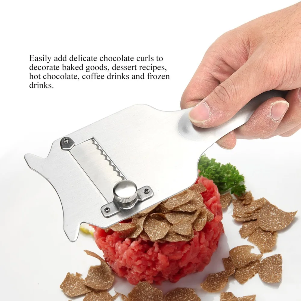 Multipurpose Stainless Steel Truffle Slicer Adjustable Blade Built-In Hanging Hole Cheese Scraper Chocolate Shaver Home Kitchen