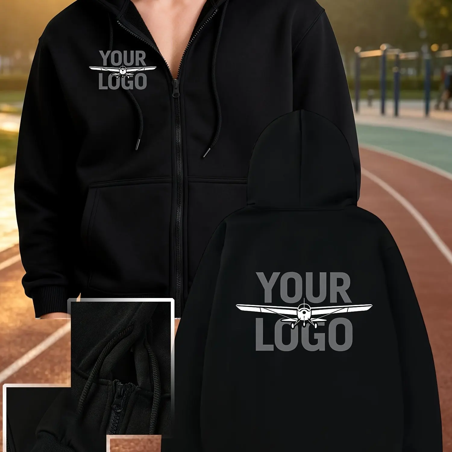 Men's Sport Jacket, Full Open-Front Zipper, Suitable for Light Exercise Scenarios, Customizable with Photos/Text/Your Own Design