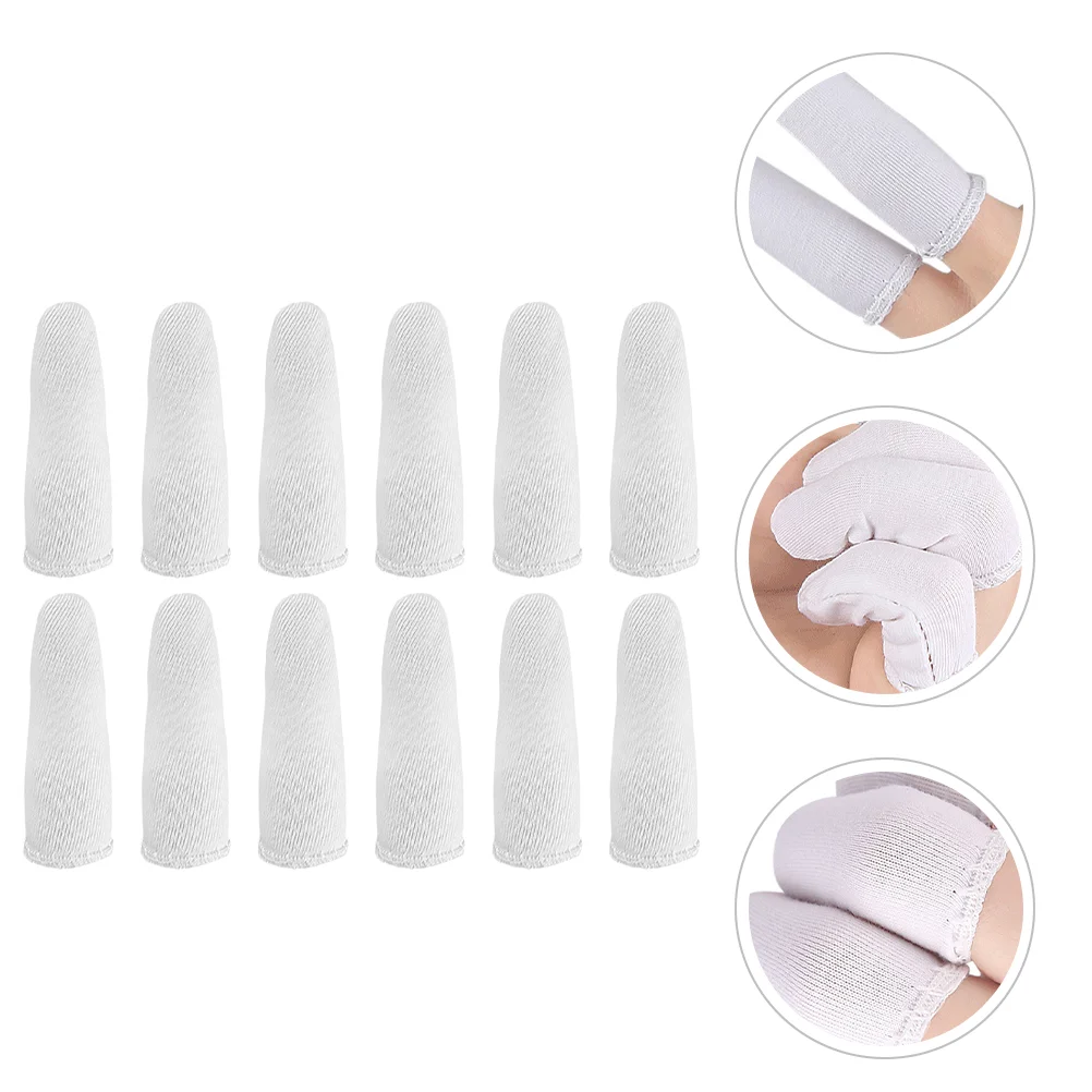 60 Pcs Pure Cotton Finger Cots Breathable Fingertip Covers for Protection Protector