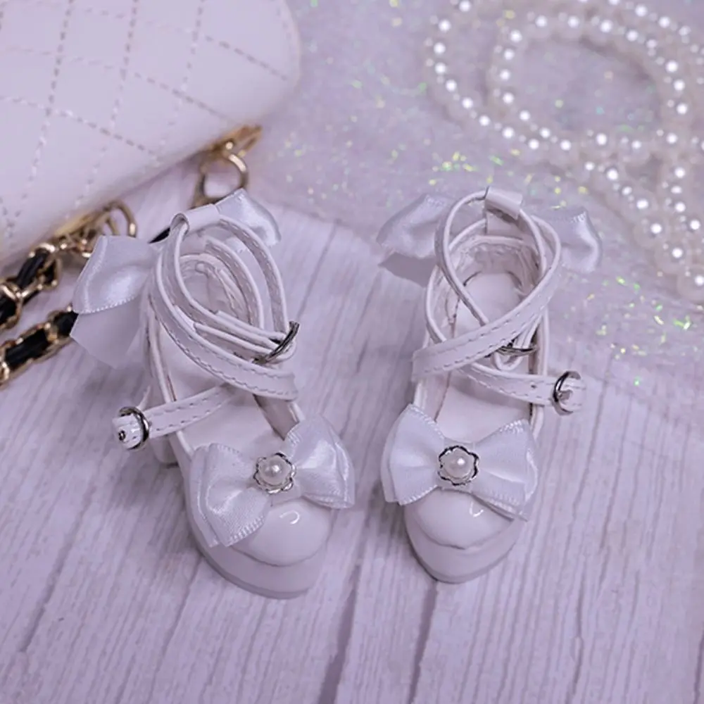 

1 Pair 1/3&1/4 BJD Bowknot High Heels Pearl Heightened Doll's Shoes Cortical Luster Delicate Dress Up Doll Shoes Girl Toys