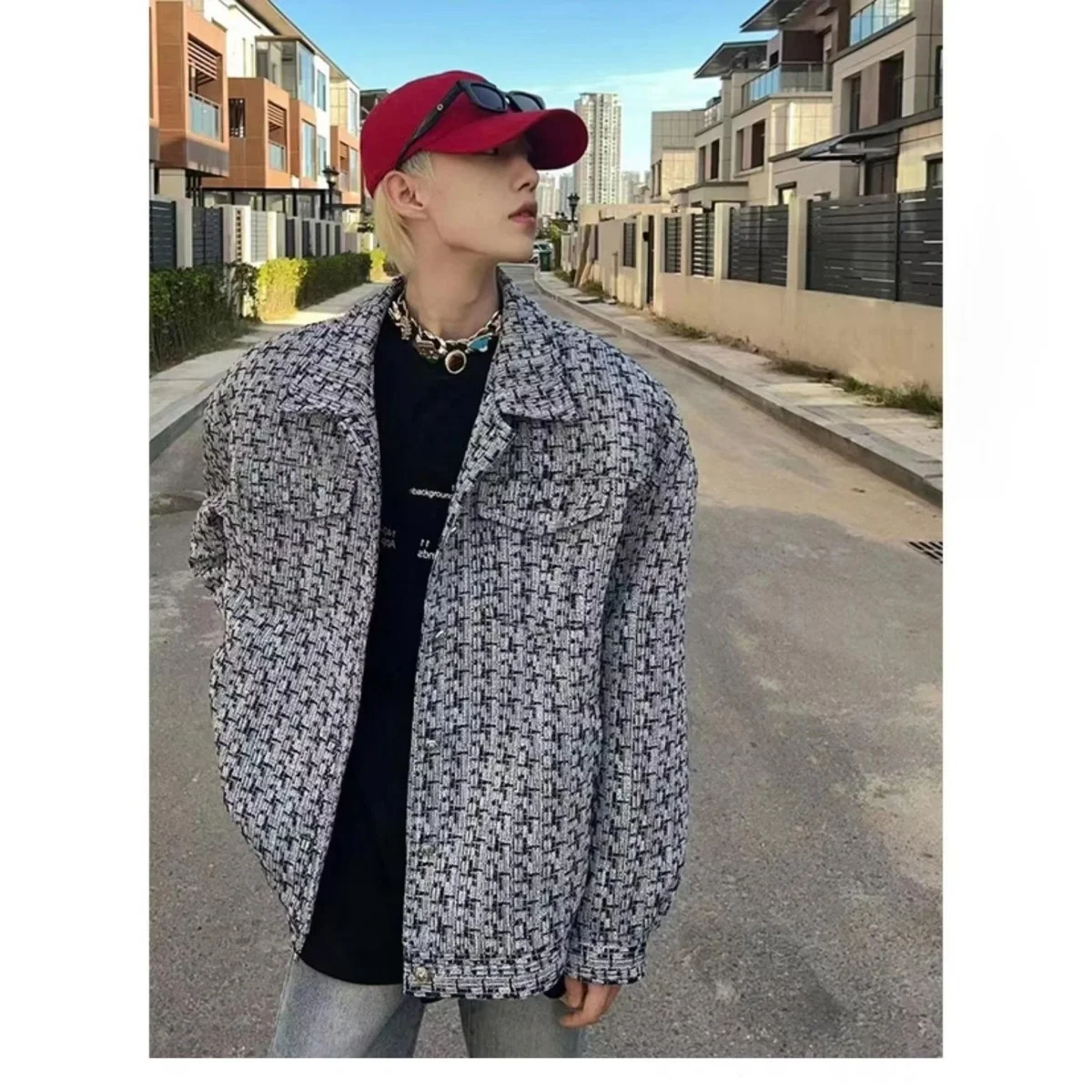 Casual Lose männer Stepp Plaid Jaet Herbst Faion Oberbekleidung Polyester Stoff Jugend Trendy Vielseitig Herbst Wind Mantel