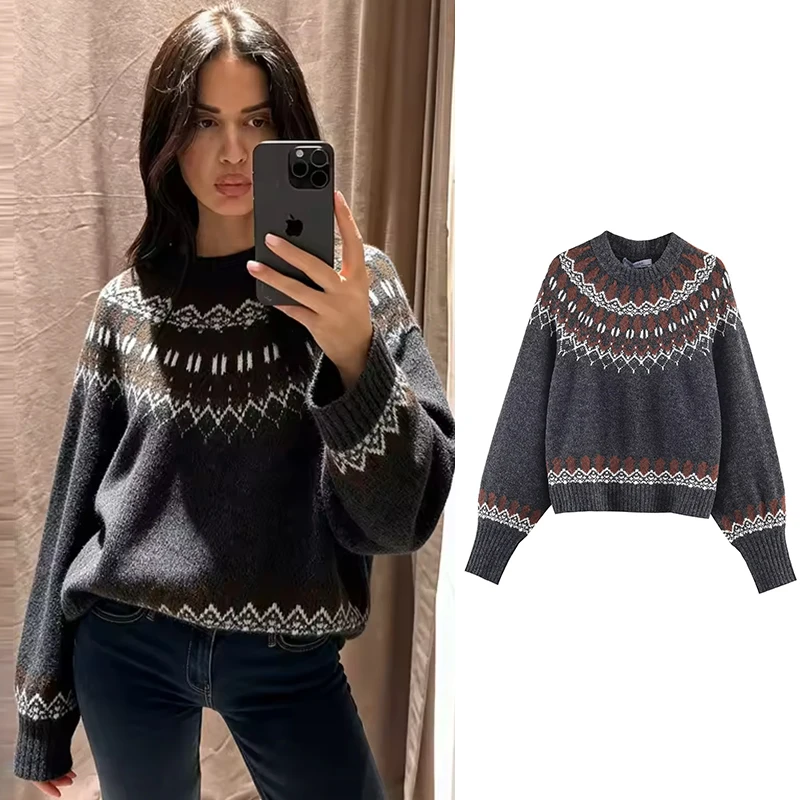

Women's 2026 New Knitted Sweater Pullover Chic Young Women Loose Long-Sleeved Warm Sweater Fashion Street Spring Sweater