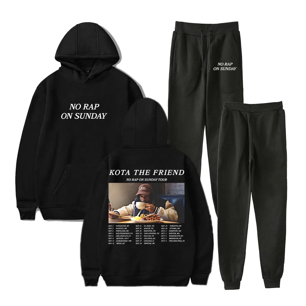 GF Kota The Friend No Rap On Sunday Tour Hoodies Jogger Calças Conjunto de duas peças Moletons + Calças de moletom Mulheres Homens Conjuntos de roupas