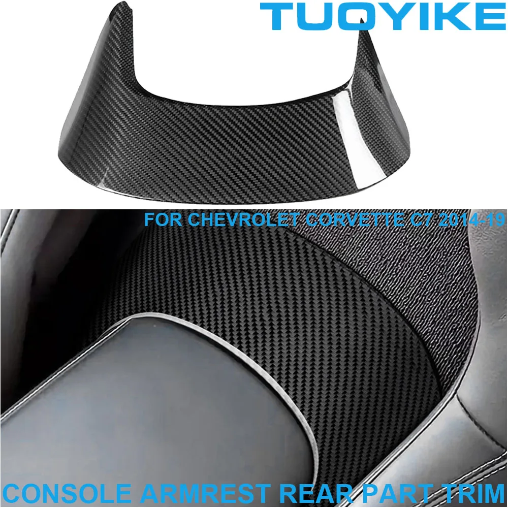 

Real Dry Carbon Fiber Interior Center Console Armrest Box Rear Part Cover Frame Trim Decoation For Chevrolet Corvette C7 2014-19