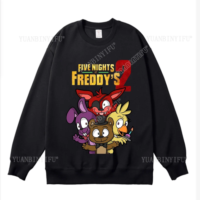 

Популярная толстовка с круглым вырезом и принтом Harajuku FNAF Five Nights At Freddy's 2, футболка с капюшоном и принтом для тренда унисекс