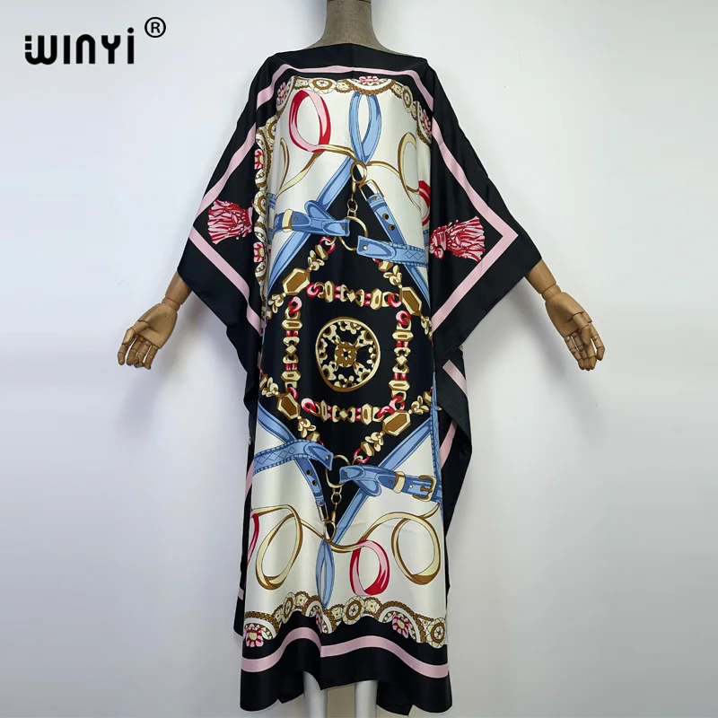 

WINYI women fashion printing Muslim Robes Ladies Abaya African Dresses clothing Jalabiya Dubai kaftan holiday party long dress