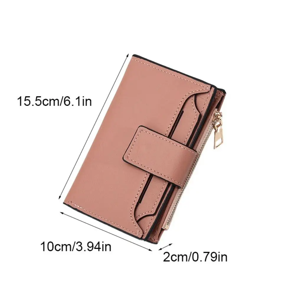 Multifunctional PU Leather Wallet Multiple Card Slot Korean Style Short Wallet Zipper Candy Color Folding Card Holder Girl