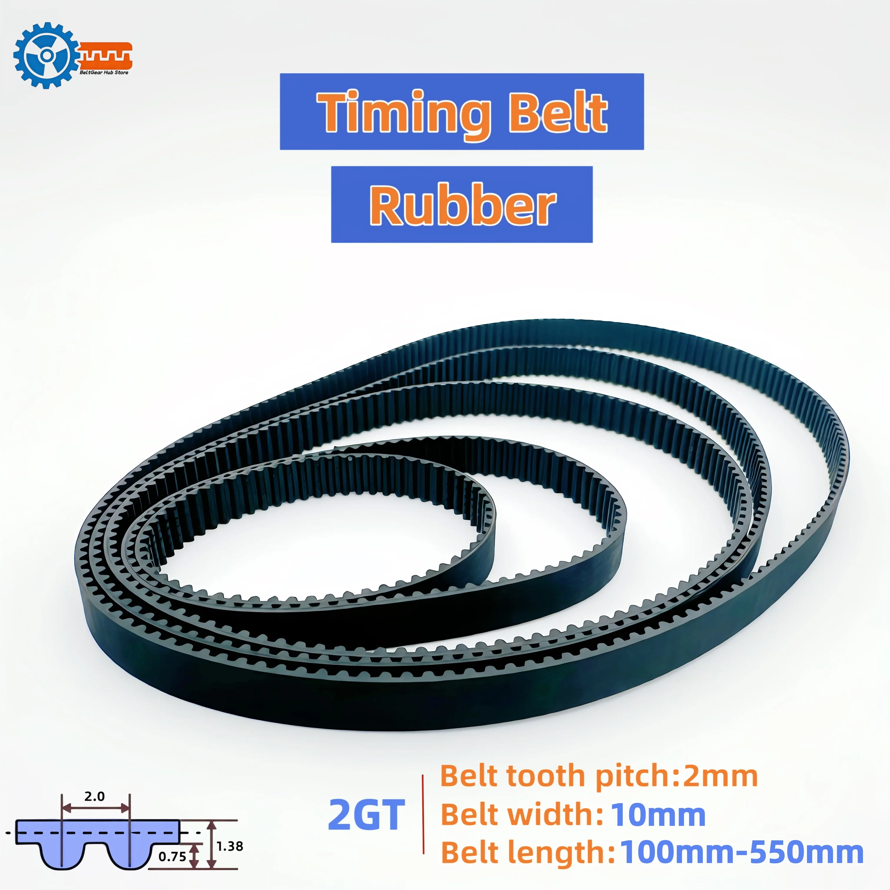 GT2 Closed Loop Synchronous Timing Belt Length 100 110 112 120 144 162 170 200 210 300 436 450 550mm GT2 Belt Width 10mm