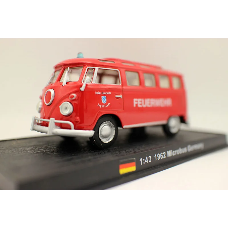 Motor de bomberos a escala 1/43, modelo de coche de aleación Microbus 1962, juguete coleccionable, regalo, adorno de exhibición de recuerdo