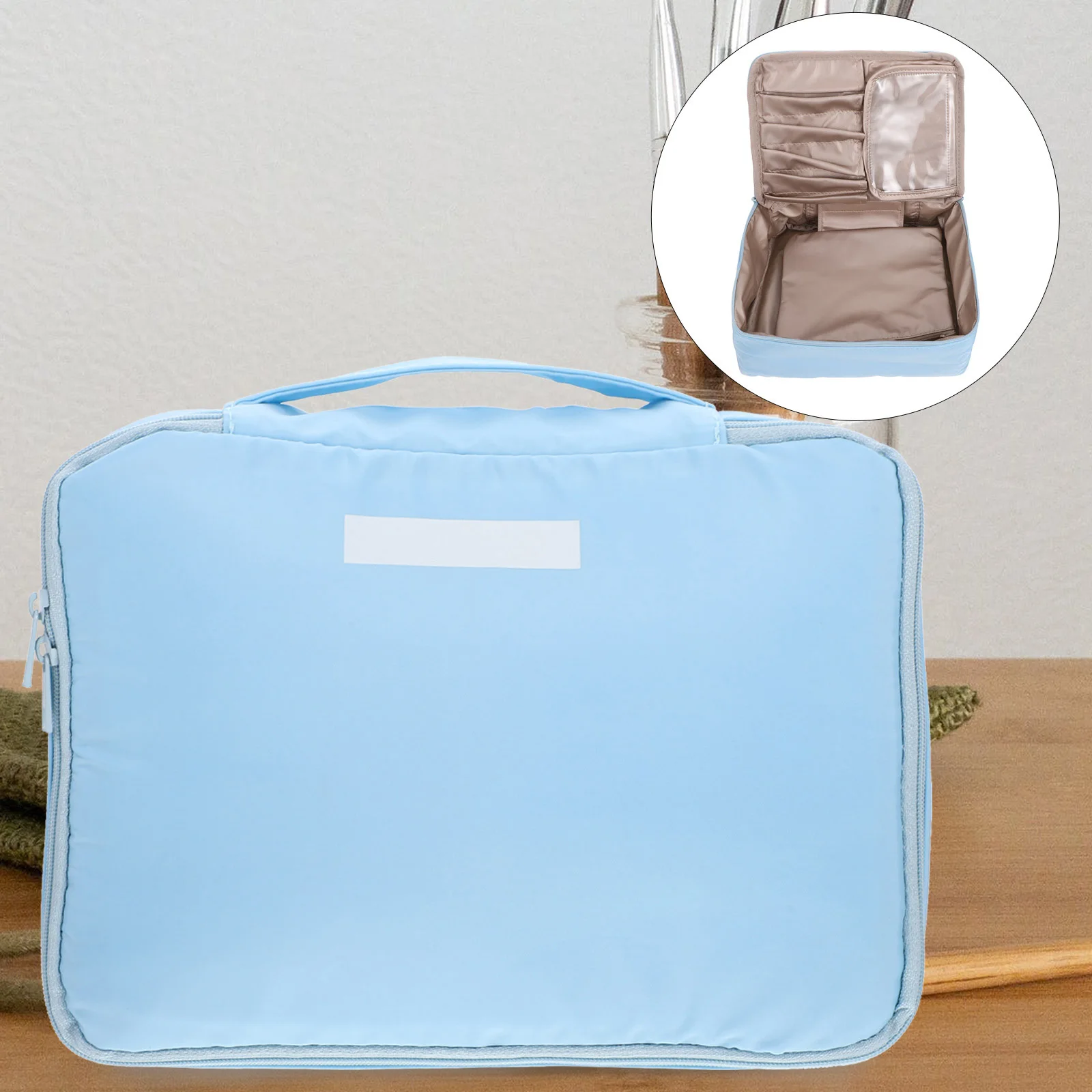 

Portable Bag Lightweight Durable Makeup Bag Travel Toiletry Storage Organizer Handheld Zipper Convenience Personal Care