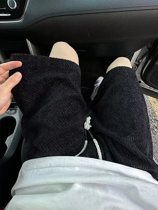 Loose Running Sports Shorts Men's Casual Pants Breathable Polyester Fiber Youthful Style Five-Point Knitted Sweatpants