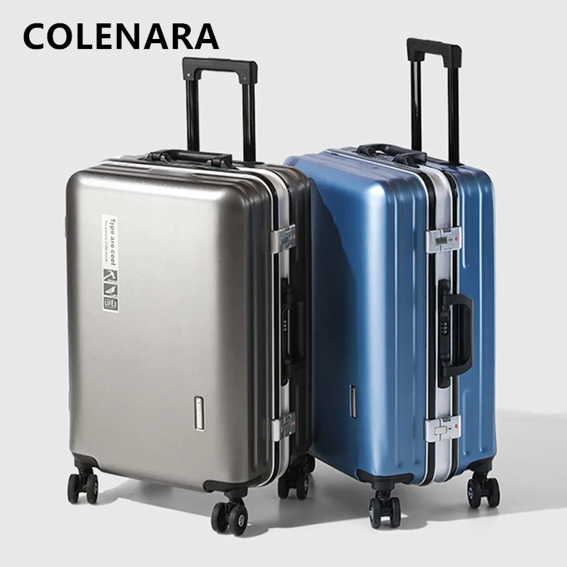 COLENARA Strong and Durable Suitcase Aluminum Frame Boarding Case 20 Inch Trolley Case 22