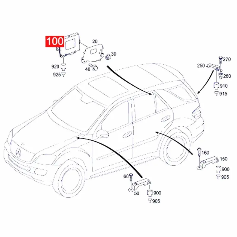 AU05-pour W164 GL 2006-2011 A 164 900 68 01, A1649006801 unité de Module de commande de démarrage arrière gauche sans clé