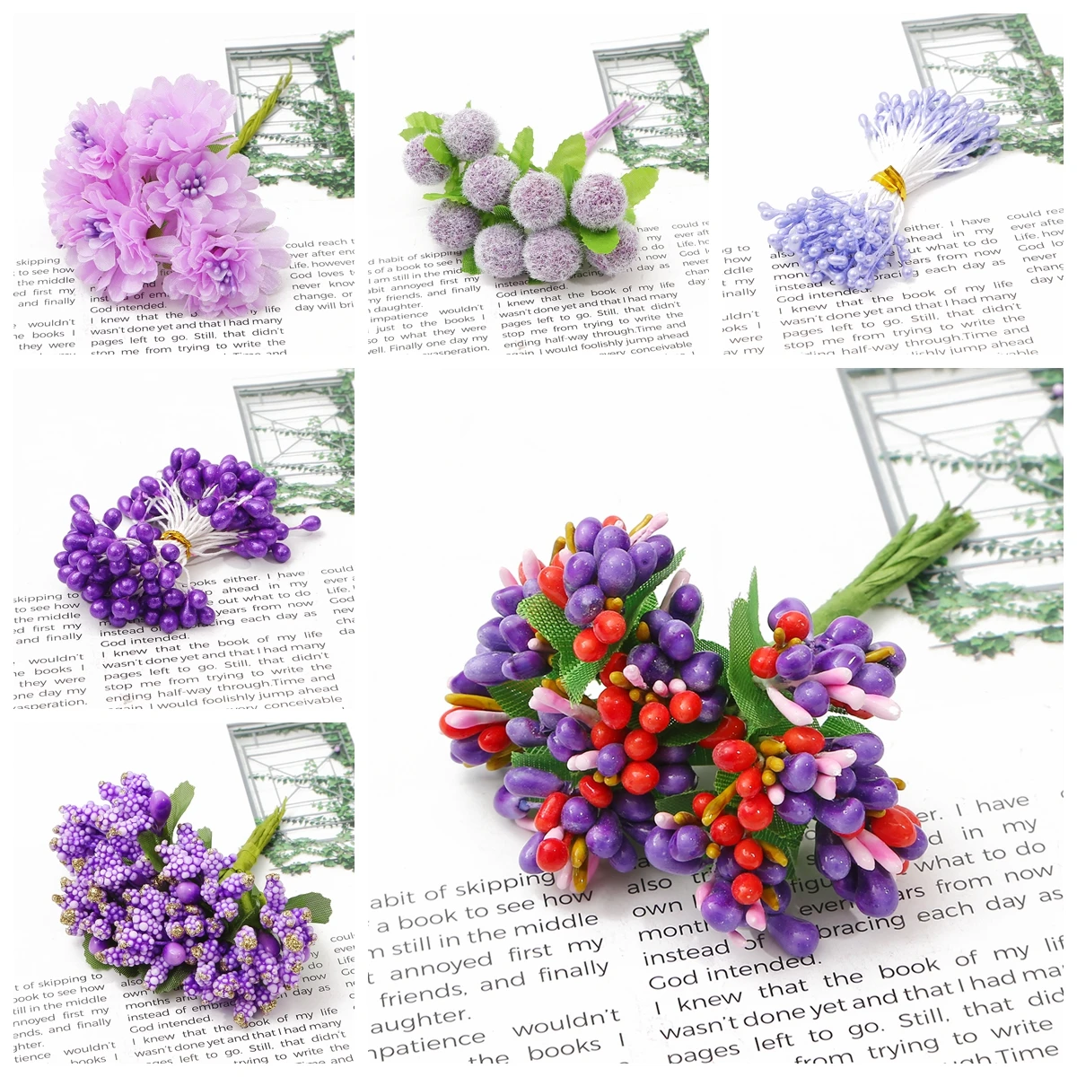 Lila künstliche Blumen simuliert Blumenstrauß Laverder Pflanzenblatt für Hochzeit Blumenzubehör Tischdekoration Party Home Decor – Detail 5