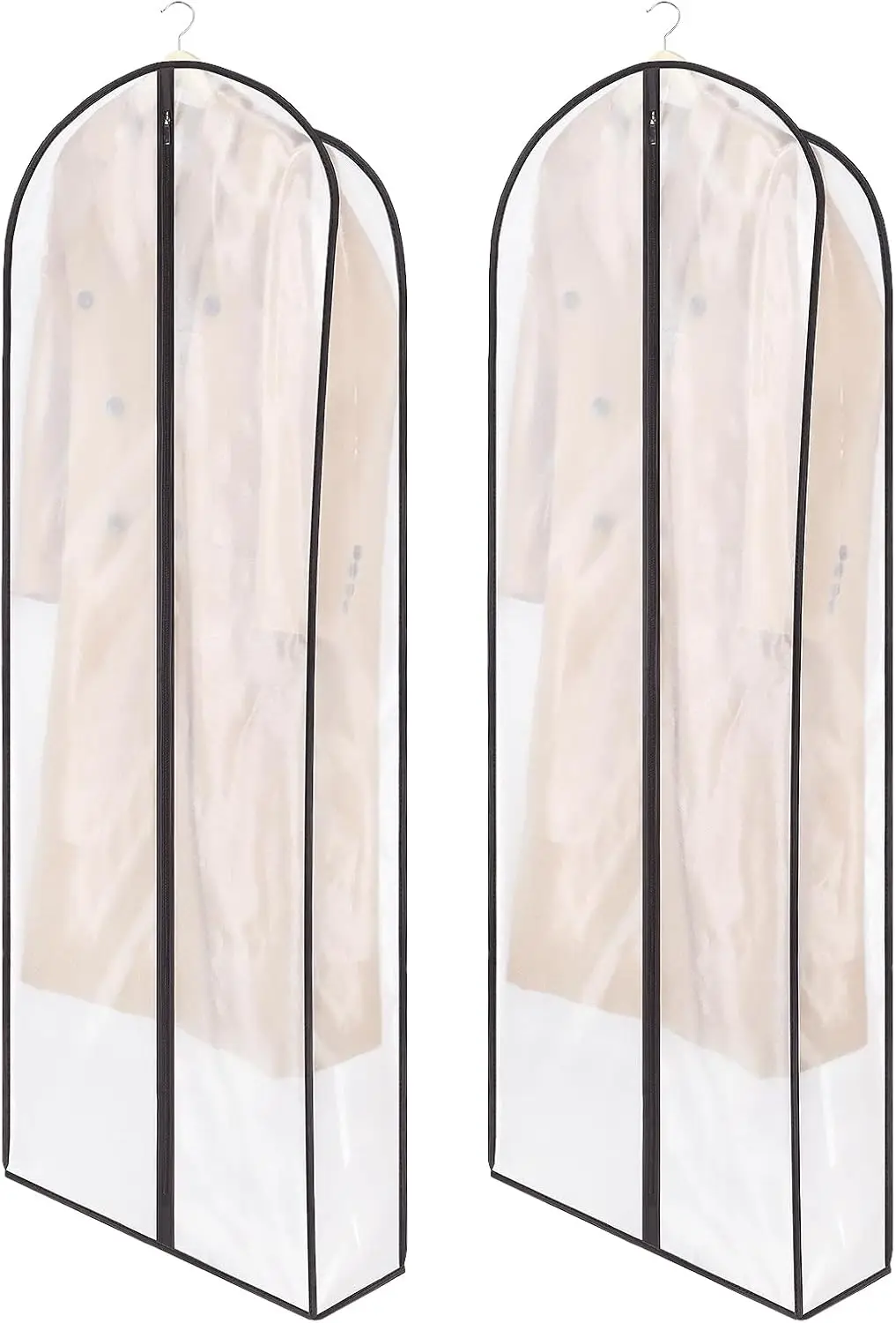 

Breathable Fur Coat Storage Bags 60" Long Dress Covers for Gowns, 7" Gusseted Wrinkle-Free, Set of 2