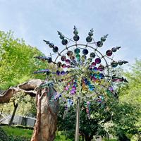 Metal Windmill Spinner Yard Art Outside Garden Stake Park Rotatable for Outdoor Backyard Landscape Street Pathway Patio Decor