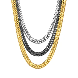 Vintage Curb Cuban Link Chain Necklaces Male Gold Color Stainless Steel Long Choker Chain For Men Women Hip Hop Jewelry Gift