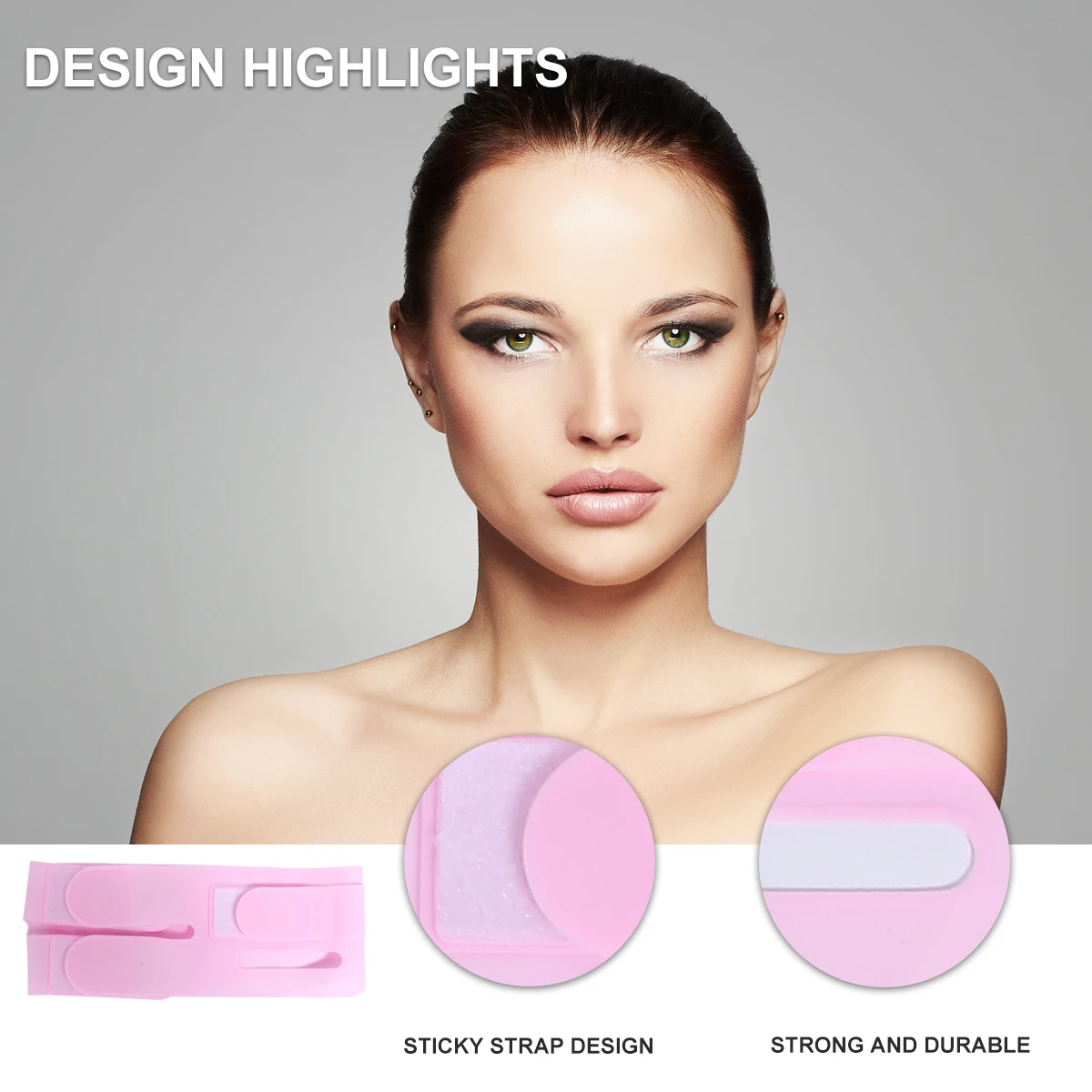 قناع تنحيف جل السيليكون للوجه على شكل حرف V، تقليل الذقن المزدوجة، حزام قابل للتمدد، تشكيل الوجه الرقيق، تنحيف الوجه