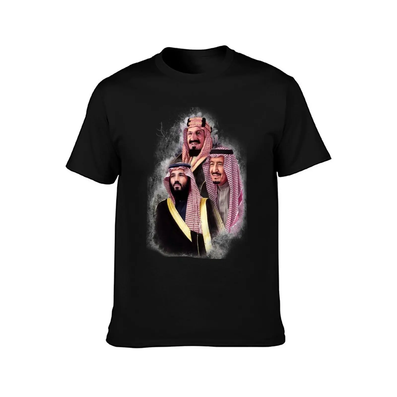 Group Photo of King Abdulaziz, King Salman and Crown Prince Mohammed bin Salman T-Shirt, Summer Casual Cotton Tee, 100% Cotton