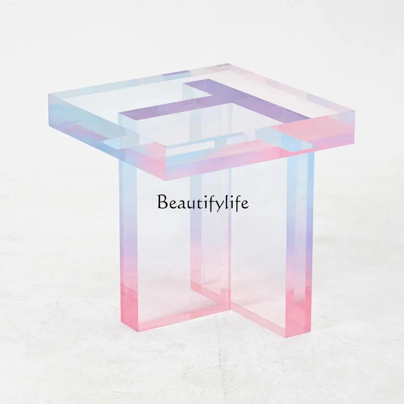 

Acrylic blue pink gradual change coffee table modern simple villa designer creative light luxury small side table