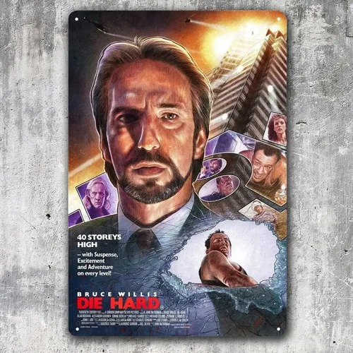 ملصق معدني لفيلم Die Hard Bruce Willis مقاس 20 × 30 سم