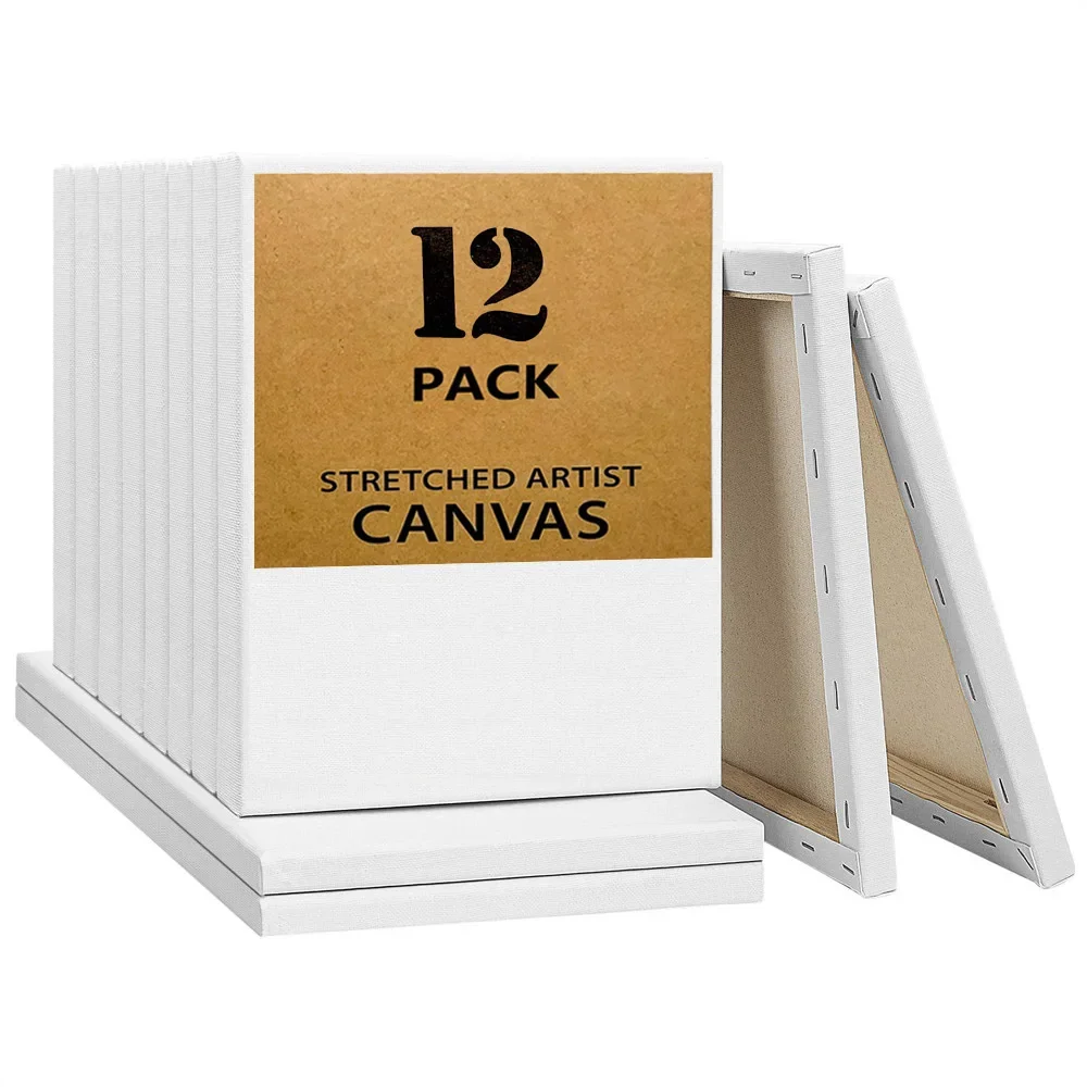 

12 Sets of Mini Stretched Artist Canvas Board White Blank Boards Wooden Oil Paint Artwork painting DIY Interesting Board