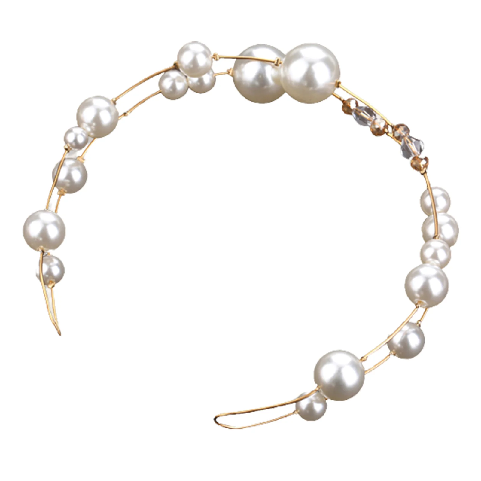 Imitation Pearl Hoop Headbands Lightweight Wear Metal Versatile Headdress for Birthday Stage Party Show Dress up